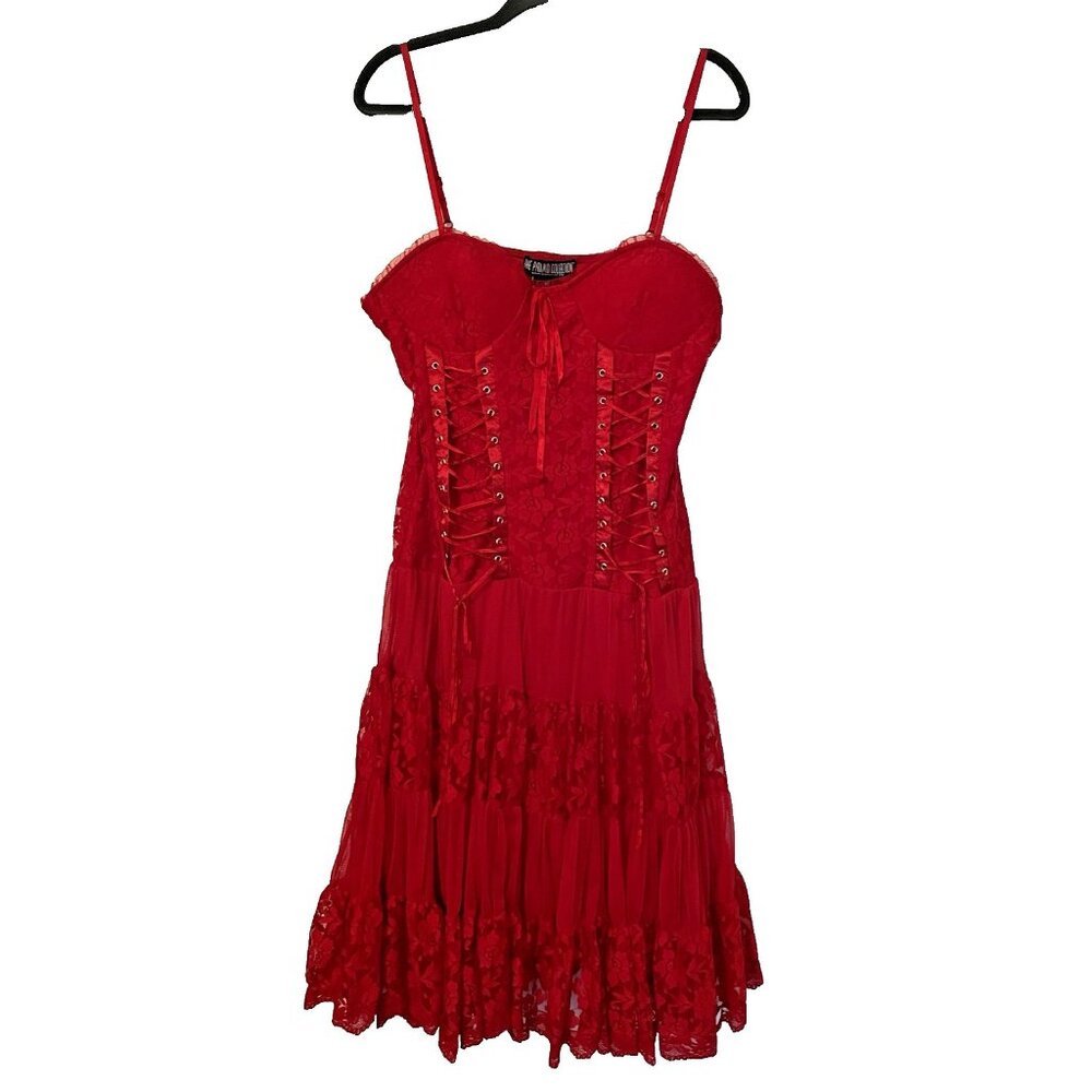 Elegant Red Lace-Up Dress